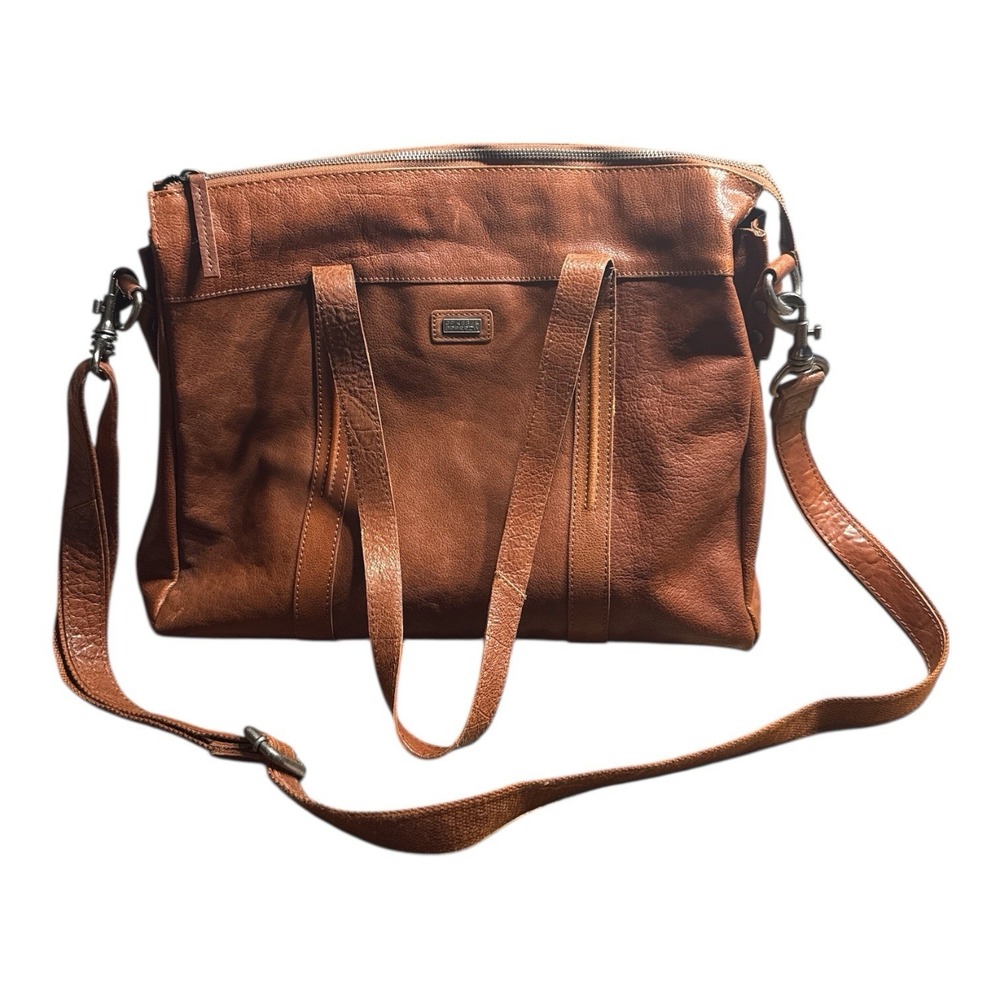 Spikes & Sparrow brown genuine leather laptop shoulder bag with various pockets